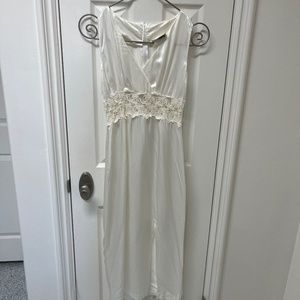 Vintage White Satin & Lace Dress